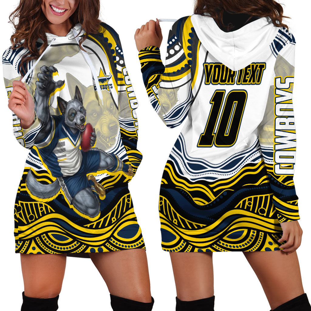 Personalized Melbourne Storm Hoodie Dress Aboriginal Dot Art - Dreamtime Rugby Mascot