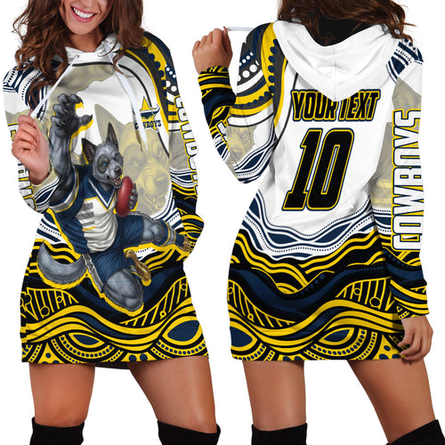 Personalized Melbourne Storm Hoodie Dress Aboriginal Dot Art - Dreamtime Rugby Mascot
