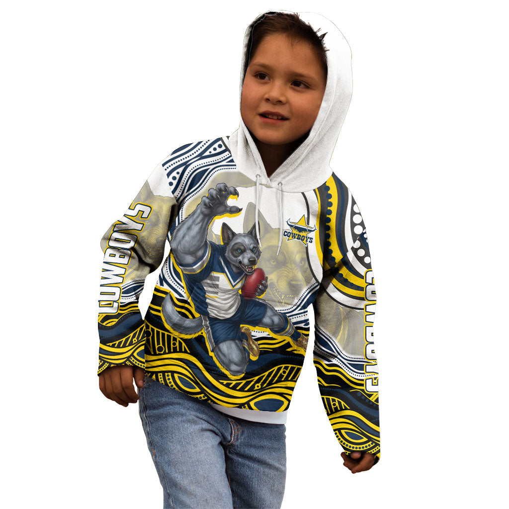 Personalized Melbourne Storm Kid Hoodie Aboriginal Dot Art - Dreamtime Rugby Mascot