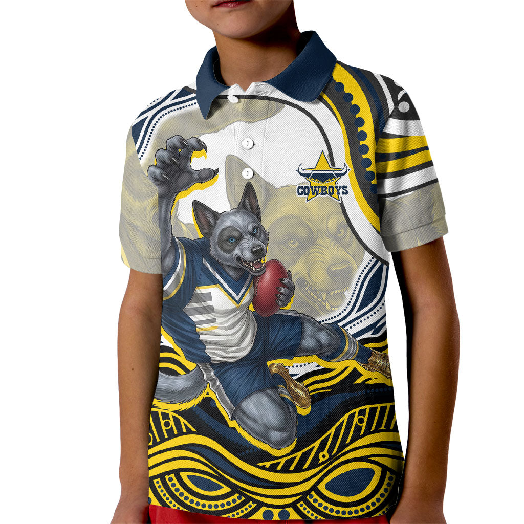 Personalized Melbourne Storm Kid Polo Shirt Aboriginal Dot Art - Dreamtime Rugby Mascot