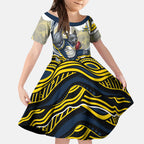 Personalized Melbourne Storm Kid Short Sleeve Dress Aboriginal Dot Art - Dreamtime Rugby Mascot