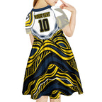 Personalized Melbourne Storm Kid Short Sleeve Dress Aboriginal Dot Art - Dreamtime Rugby Mascot