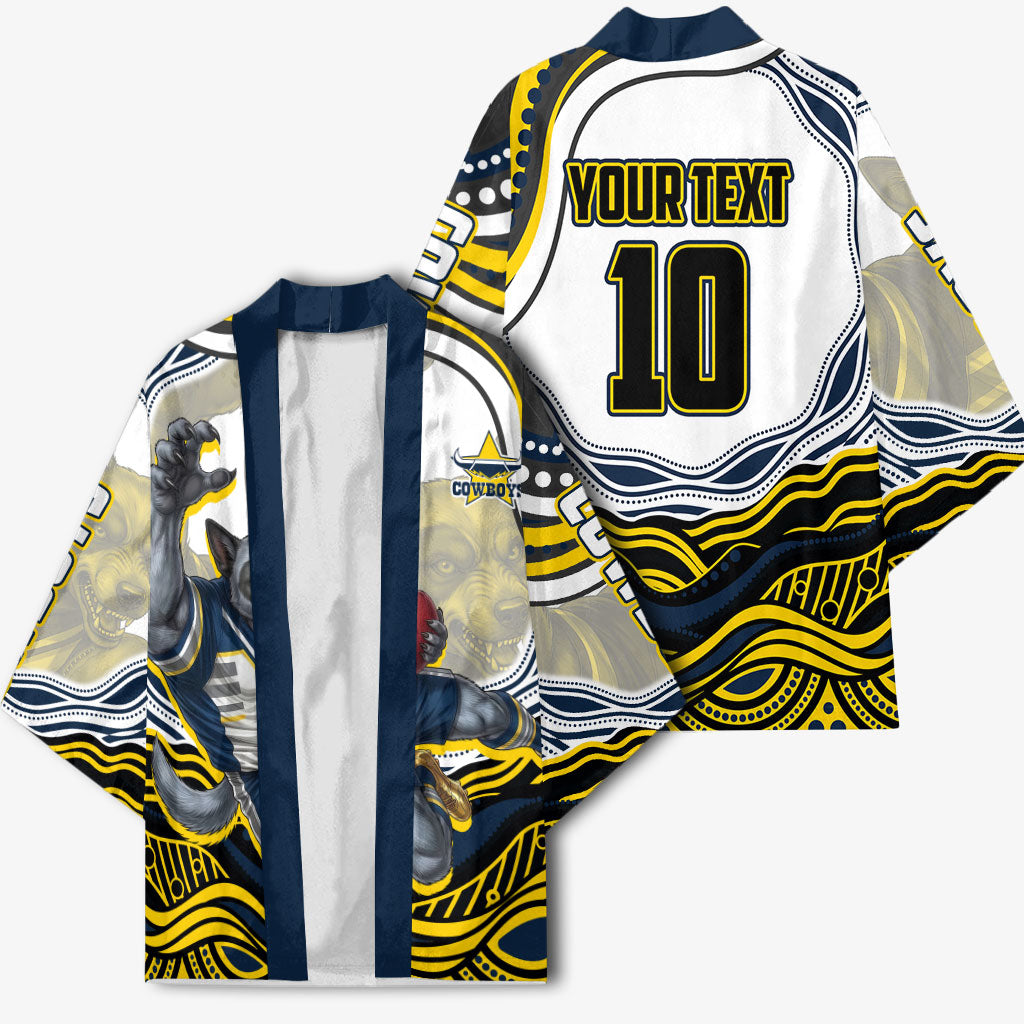 Personalized Melbourne Storm Kimono Aboriginal Dot Art - Dreamtime Rugby Mascot