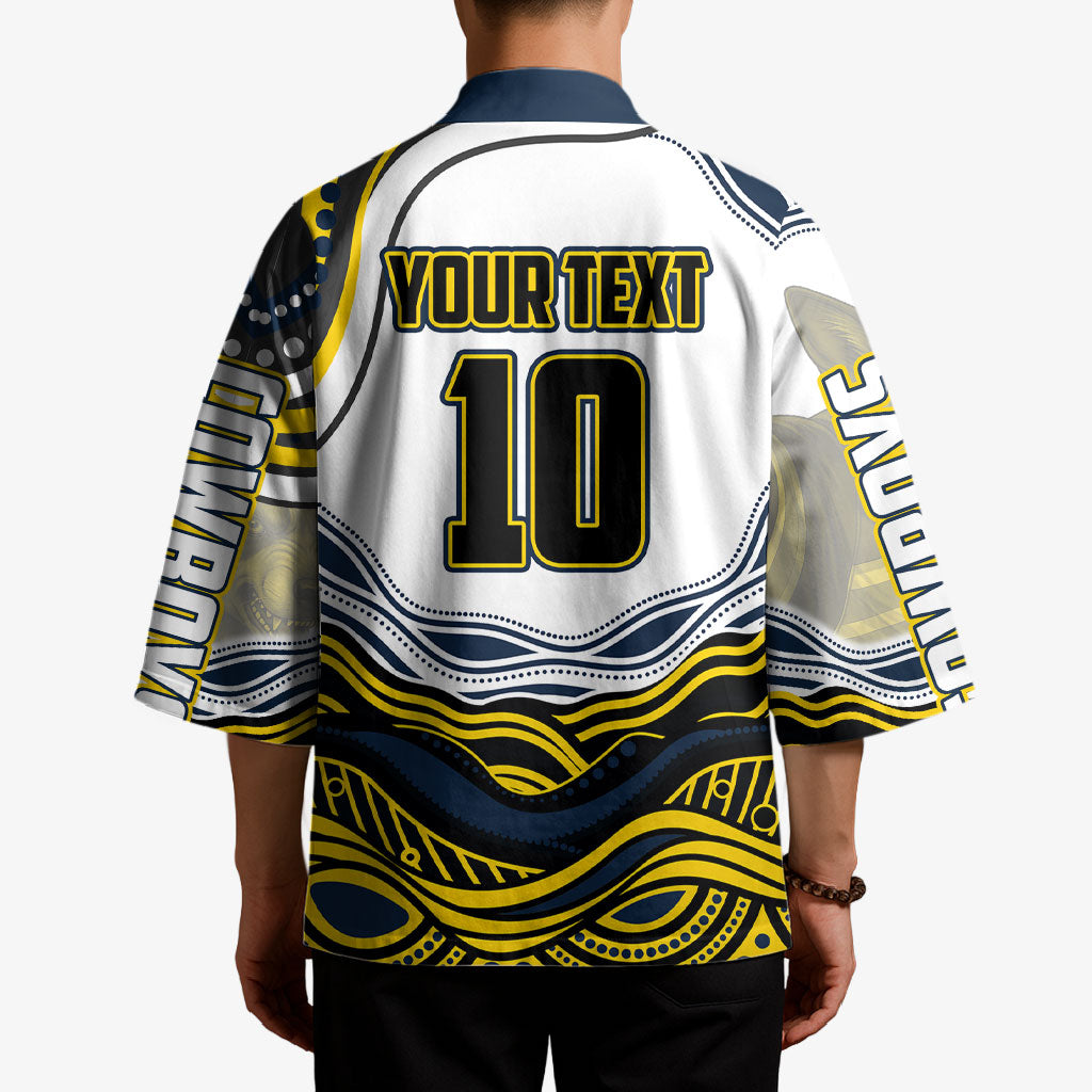 Personalized Melbourne Storm Kimono Aboriginal Dot Art - Dreamtime Rugby Mascot