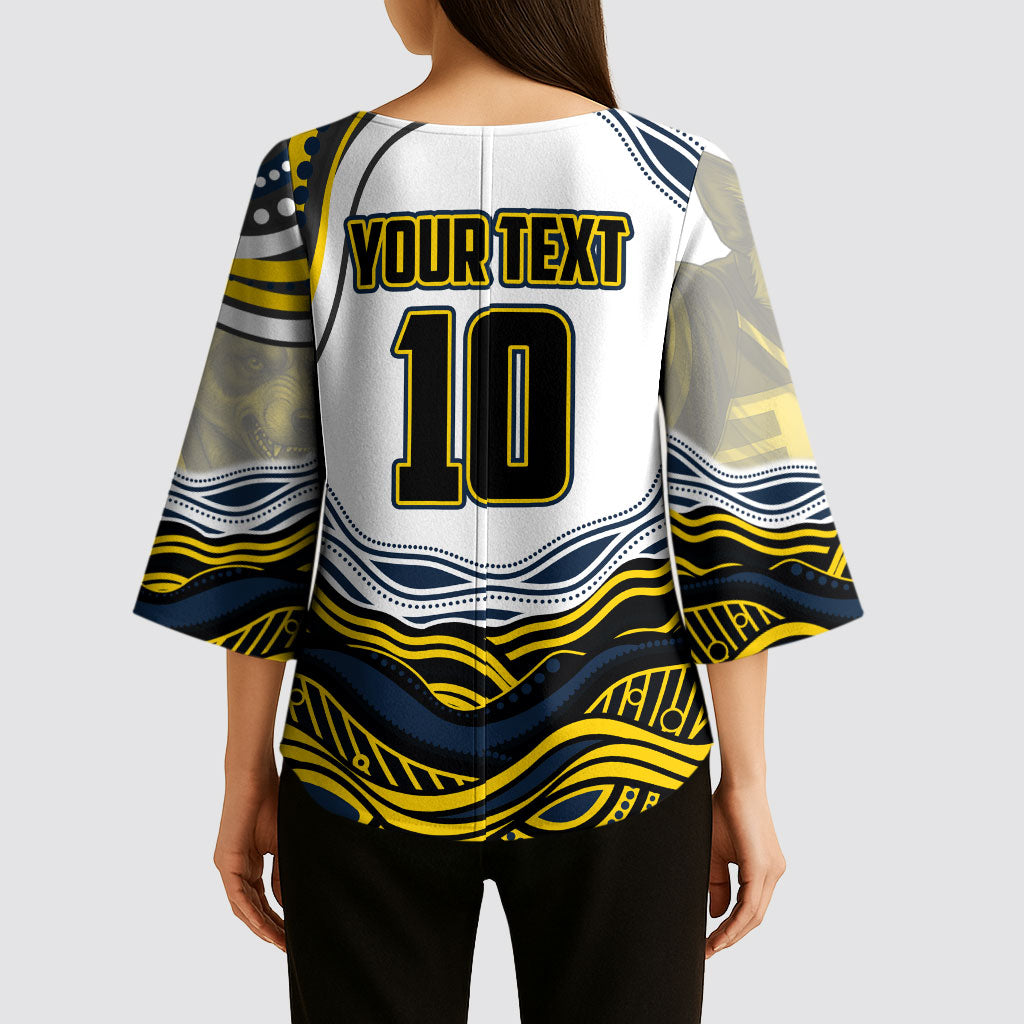 Personalized Melbourne Storm Kimono Sleeve Blouse Aboriginal Dot Art - Dreamtime Rugby Mascot