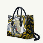 Personalized Melbourne Storm Leather Bag Aboriginal Dot Art - Dreamtime Rugby Mascot