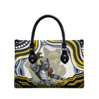 Personalized Melbourne Storm Leather Bag Aboriginal Dot Art - Dreamtime Rugby Mascot