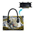 Personalized Melbourne Storm Leather Bag Aboriginal Dot Art - Dreamtime Rugby Mascot