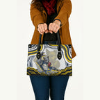 Personalized Melbourne Storm Leather Bag Aboriginal Dot Art - Dreamtime Rugby Mascot