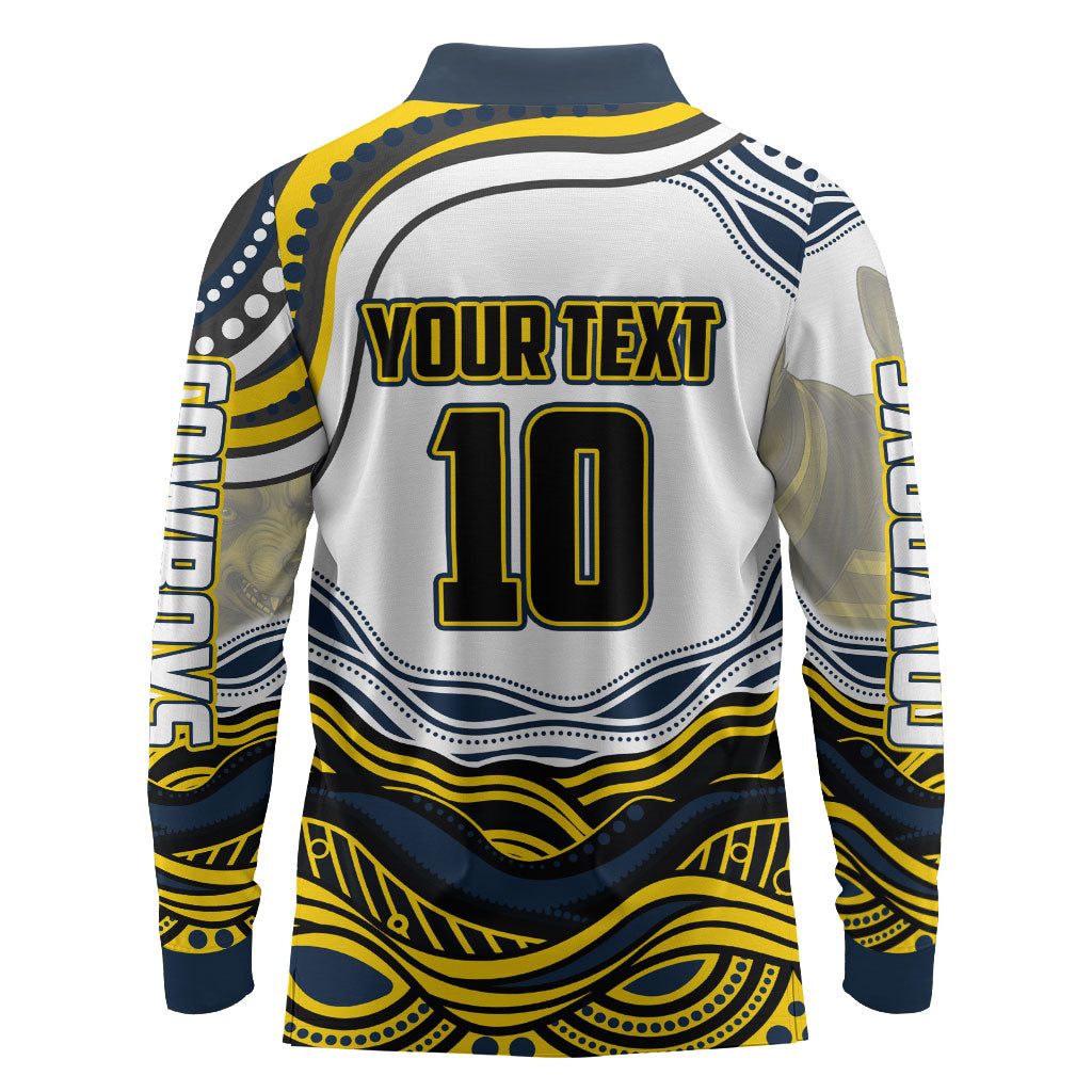 Personalized Melbourne Storm Long Sleeve Polo Shirt Aboriginal Dot Art - Dreamtime Rugby Mascot