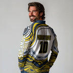 Personalized Melbourne Storm Long Sleeve Polo Shirt Aboriginal Dot Art - Dreamtime Rugby Mascot