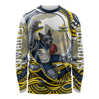 Personalized Melbourne Storm Long Sleeve Shirt Aboriginal Dot Art - Dreamtime Rugby Mascot