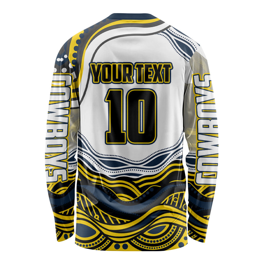 Personalized Melbourne Storm Long Sleeve Shirt Aboriginal Dot Art - Dreamtime Rugby Mascot