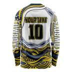 Personalized Melbourne Storm Long Sleeve Shirt Aboriginal Dot Art - Dreamtime Rugby Mascot