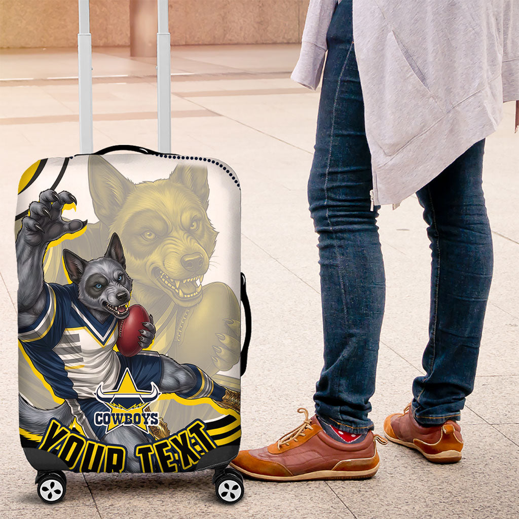 Personalized Melbourne Storm Luggage Cover Aboriginal Dot Art - Dreamtime Rugby Mascot