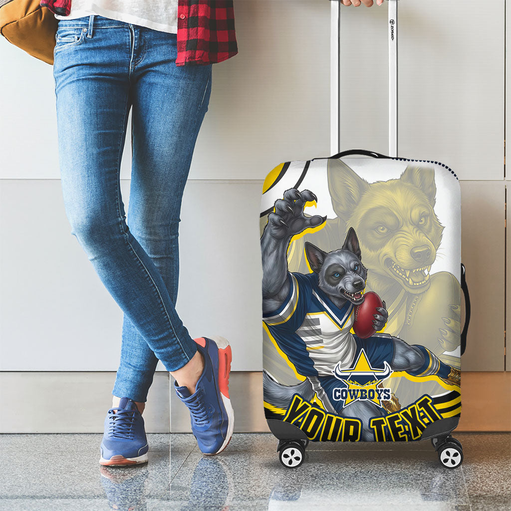 Personalized Melbourne Storm Luggage Cover Aboriginal Dot Art - Dreamtime Rugby Mascot