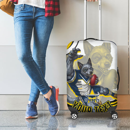 Personalized Melbourne Storm Luggage Cover Aboriginal Dot Art - Dreamtime Rugby Mascot