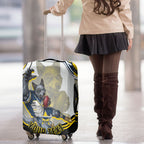 Personalized Melbourne Storm Luggage Cover Aboriginal Dot Art - Dreamtime Rugby Mascot