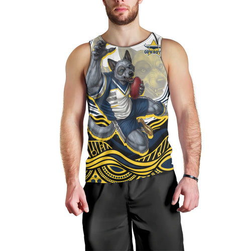 Personalized Melbourne Storm Men Tank Top Aboriginal Dot Art - Dreamtime Rugby Mascot