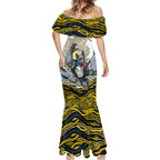 Personalized Melbourne Storm Mermaid Dress Aboriginal Dot Art - Dreamtime Rugby Mascot