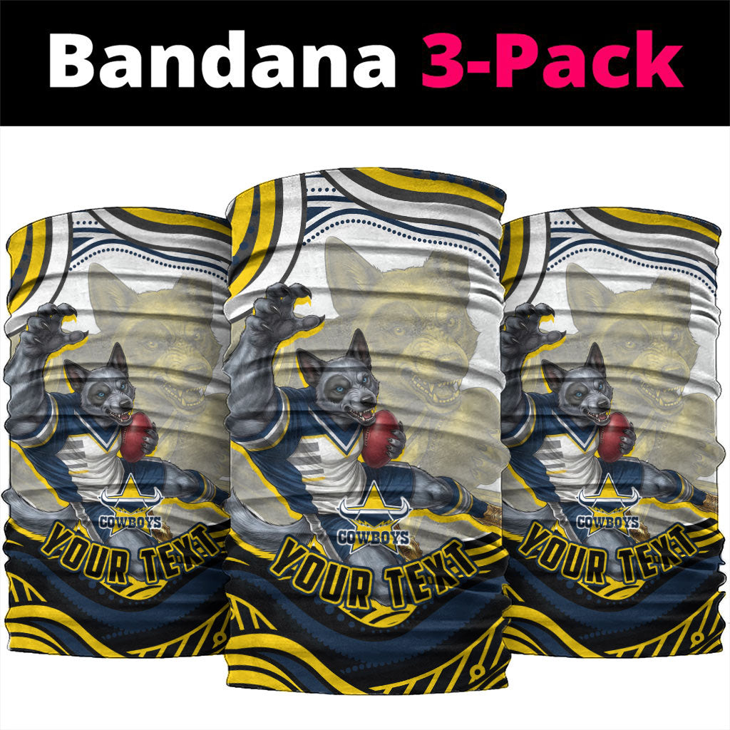 Personalized Melbourne Storm Neck Gaiter Aboriginal Dot Art - Dreamtime Rugby Mascot