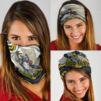 Personalized Melbourne Storm Neck Gaiter Aboriginal Dot Art - Dreamtime Rugby Mascot