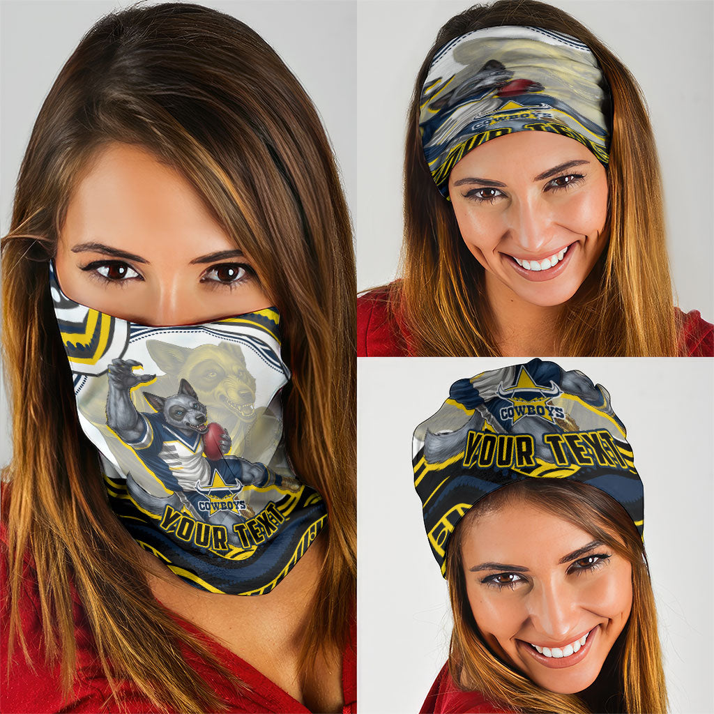Personalized Melbourne Storm Neck Gaiter Aboriginal Dot Art - Dreamtime Rugby Mascot