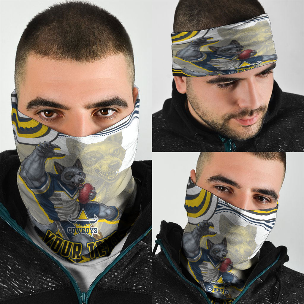 Personalized Melbourne Storm Neck Gaiter Aboriginal Dot Art - Dreamtime Rugby Mascot