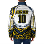 Personalized Melbourne Storm Padded Jacket Aboriginal Dot Art - Dreamtime Rugby Mascot