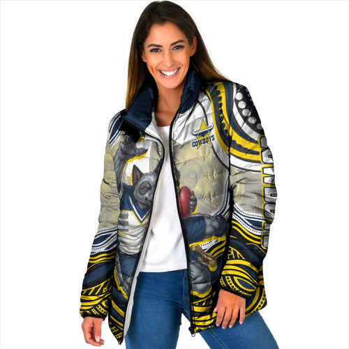 Personalized Melbourne Storm Padded Jacket Aboriginal Dot Art - Dreamtime Rugby Mascot
