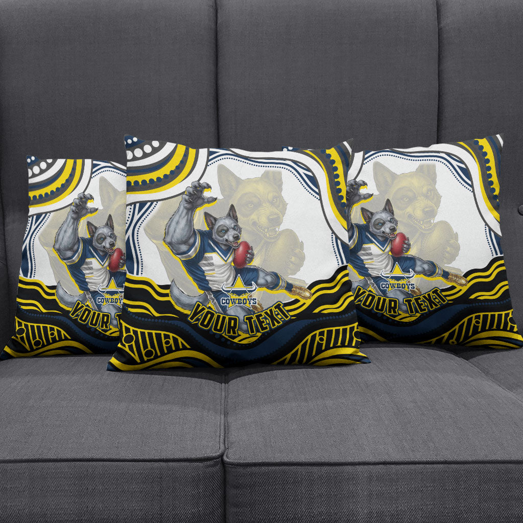 Personalized Melbourne Storm Pillow Cover Aboriginal Dot Art - Dreamtime Rugby Mascot