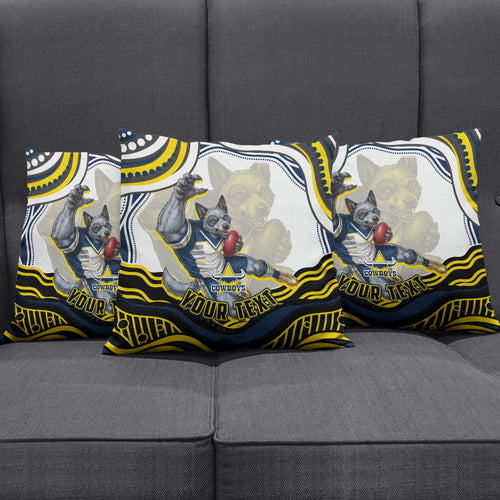 Personalized Melbourne Storm Pillow Cover Aboriginal Dot Art - Dreamtime Rugby Mascot