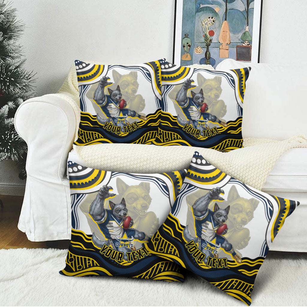 Personalized Melbourne Storm Pillow Cover Aboriginal Dot Art - Dreamtime Rugby Mascot