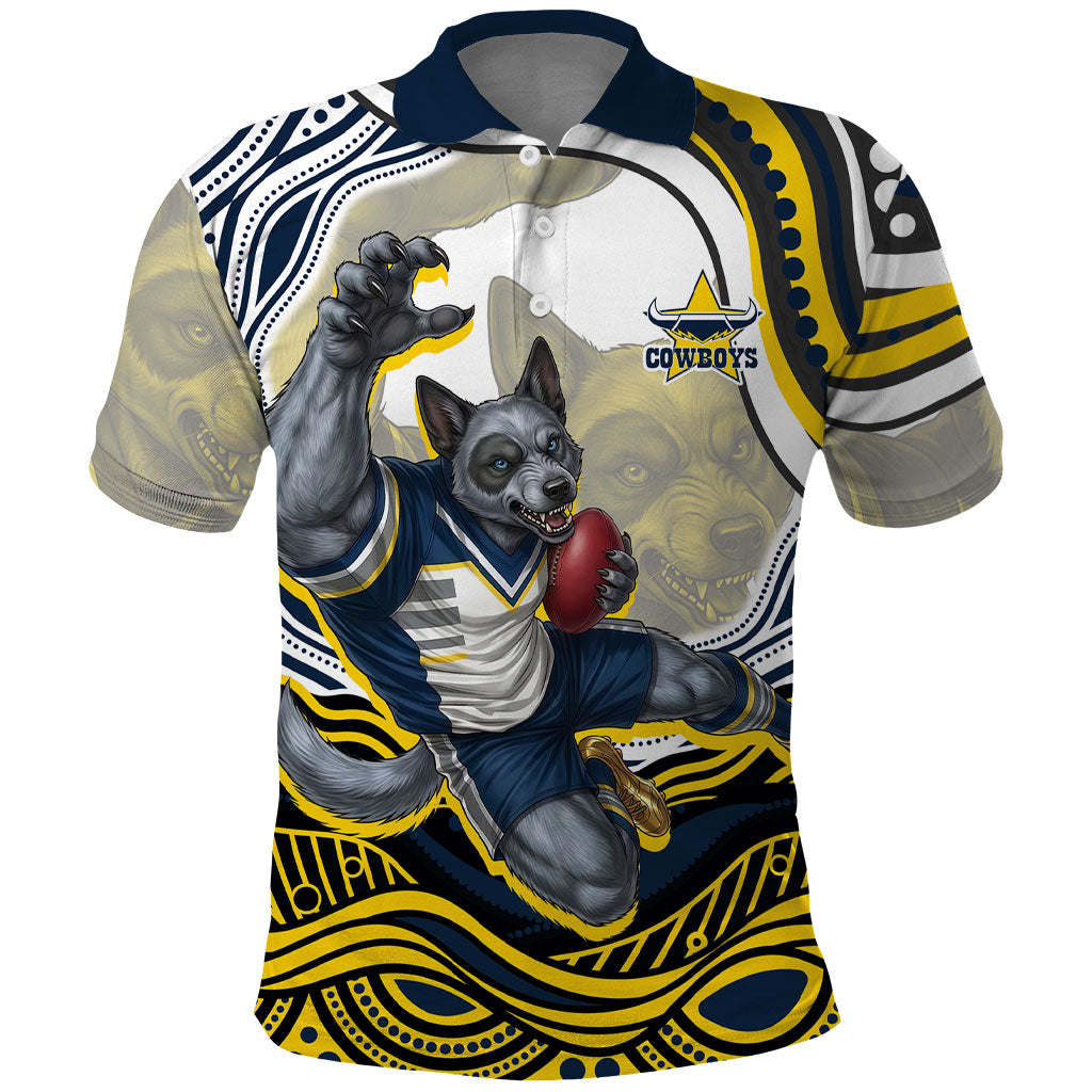 Personalized Melbourne Storm Polo Shirt Aboriginal Dot Art - Dreamtime Rugby Mascot