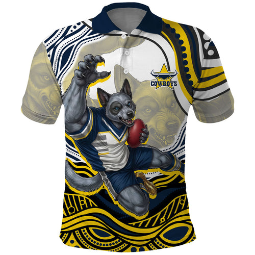 Personalized Melbourne Storm Polo Shirt Aboriginal Dot Art - Dreamtime Rugby Mascot