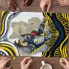 Personalized Melbourne Storm Puzzle Aboriginal Dot Art - Dreamtime Rugby Mascot