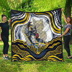 Personalized Melbourne Storm Quilt Aboriginal Dot Art - Dreamtime Rugby Mascot