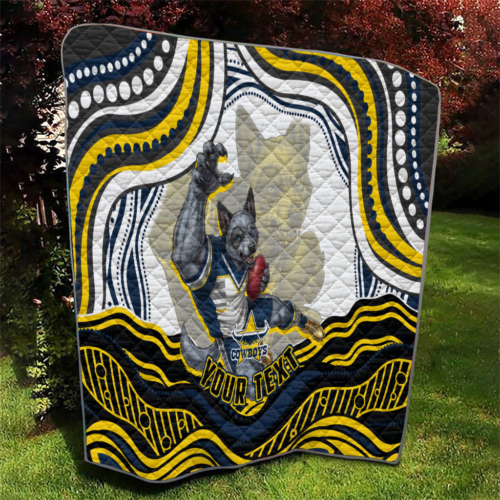 Personalized Melbourne Storm Quilt Aboriginal Dot Art - Dreamtime Rugby Mascot