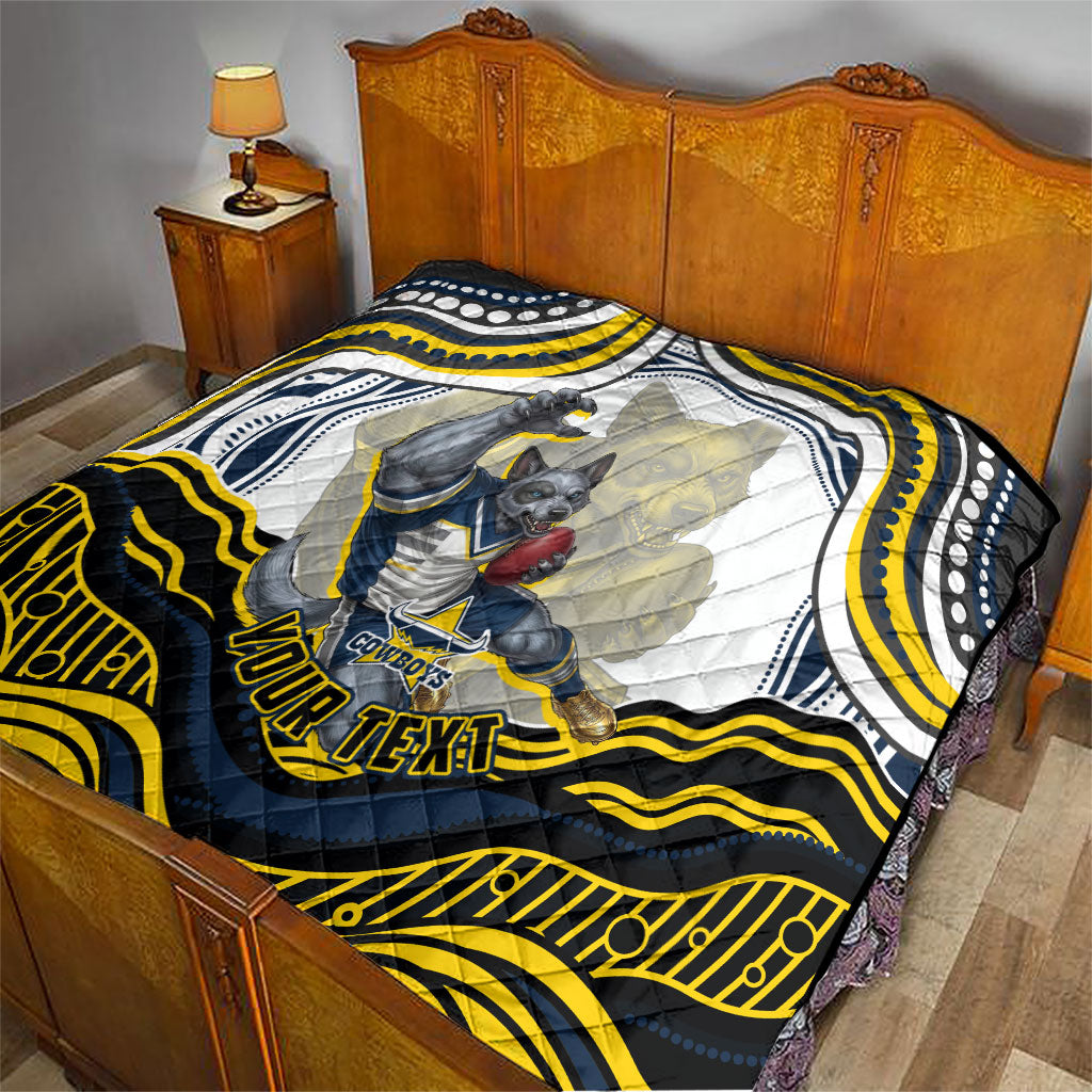 Personalized Melbourne Storm Quilt Aboriginal Dot Art - Dreamtime Rugby Mascot