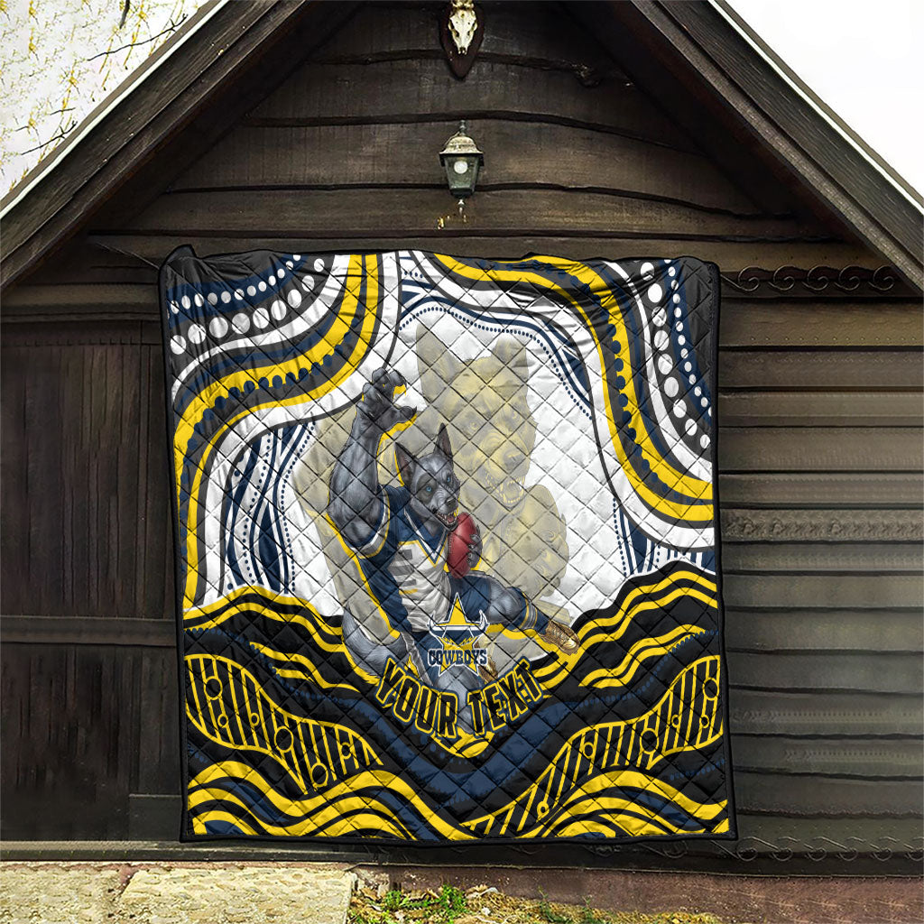Personalized Melbourne Storm Quilt Aboriginal Dot Art - Dreamtime Rugby Mascot