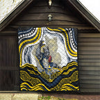Personalized Melbourne Storm Quilt Aboriginal Dot Art - Dreamtime Rugby Mascot