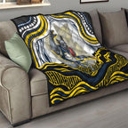Personalized Melbourne Storm Quilt Aboriginal Dot Art - Dreamtime Rugby Mascot