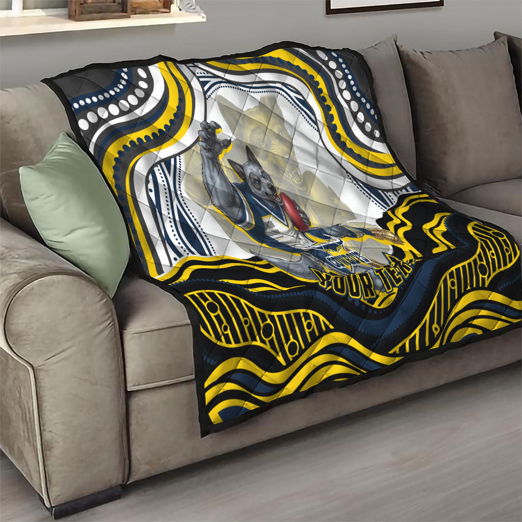 Personalized Melbourne Storm Quilt Aboriginal Dot Art - Dreamtime Rugby Mascot