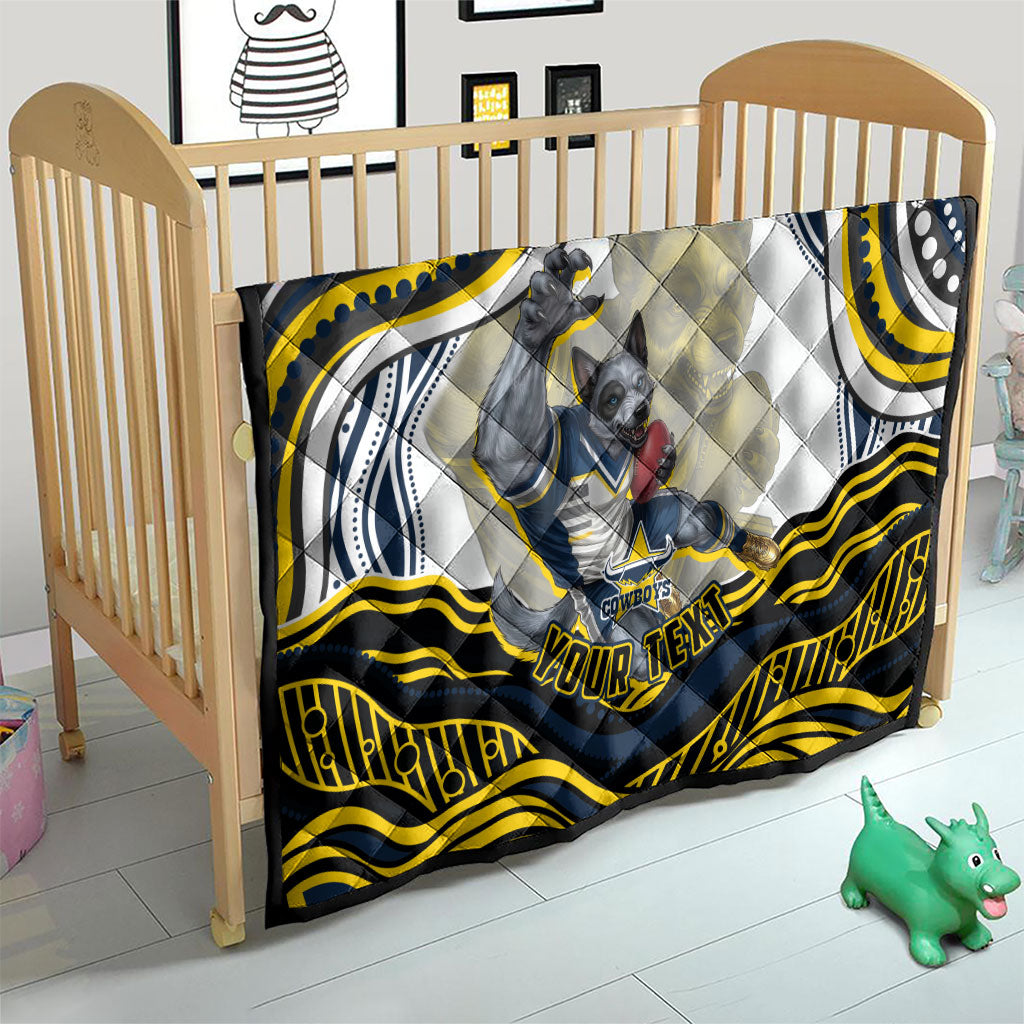 Personalized Melbourne Storm Quilt Aboriginal Dot Art - Dreamtime Rugby Mascot
