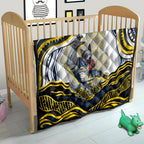 Personalized Melbourne Storm Quilt Aboriginal Dot Art - Dreamtime Rugby Mascot