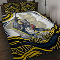Personalized Melbourne Storm Quilt Bed Set Aboriginal Dot Art - Dreamtime Rugby Mascot
