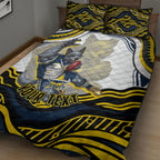 Personalized Melbourne Storm Quilt Bed Set Aboriginal Dot Art - Dreamtime Rugby Mascot