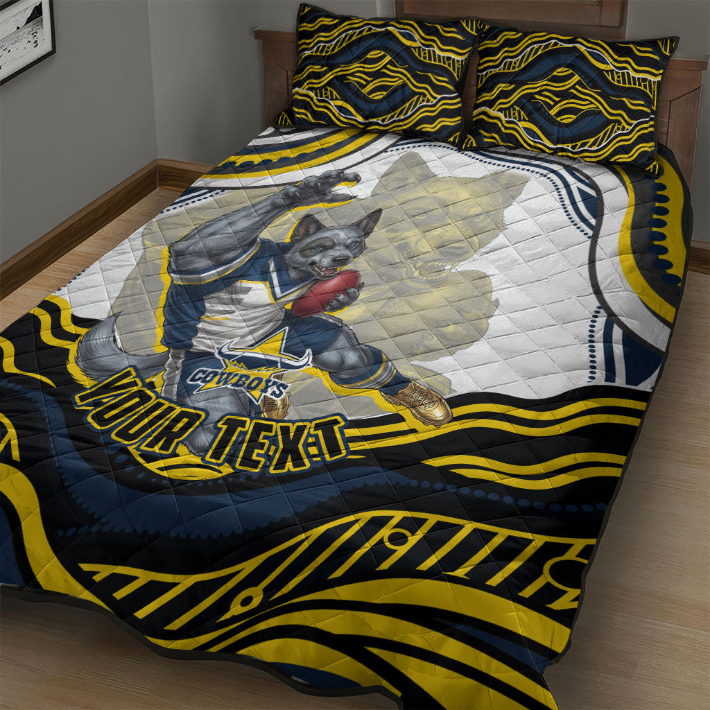 Personalized Melbourne Storm Quilt Bed Set Aboriginal Dot Art - Dreamtime Rugby Mascot