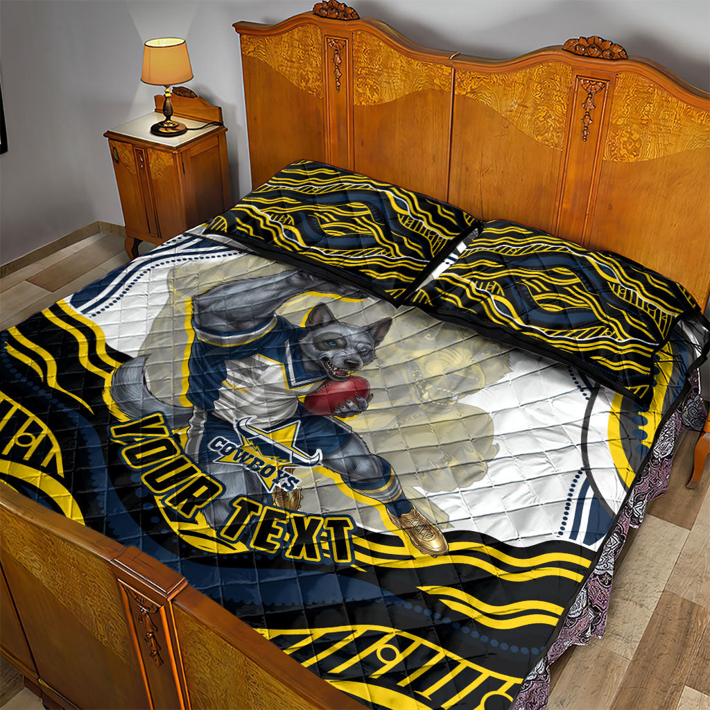 Personalized Melbourne Storm Quilt Bed Set Aboriginal Dot Art - Dreamtime Rugby Mascot