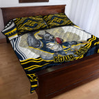 Personalized Melbourne Storm Quilt Bed Set Aboriginal Dot Art - Dreamtime Rugby Mascot